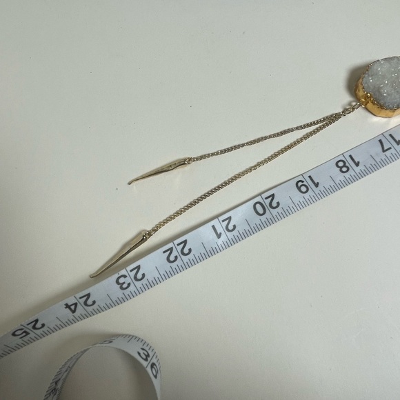 Geode Crystal Necklace with White Pendant and Gold Tone Dangles - Picture 12 of 12